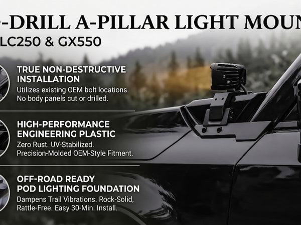 No-Drill A-Pillar Light Mounts for LC250