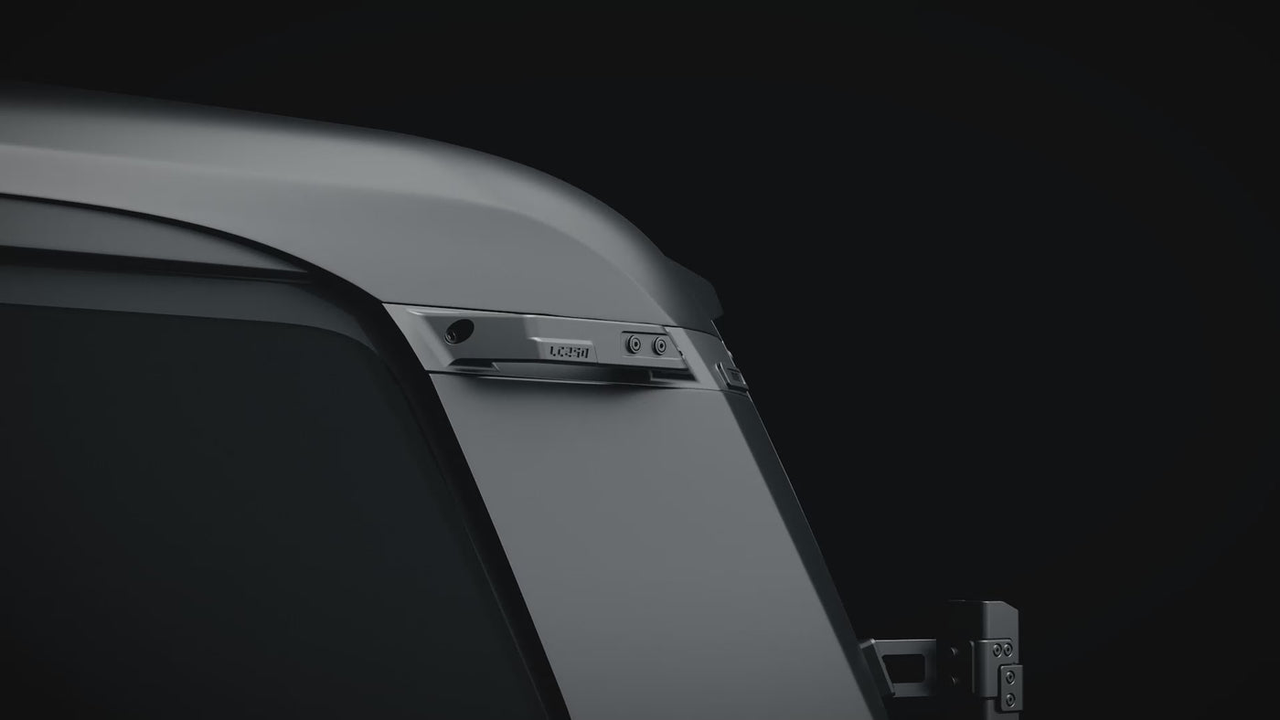 Showcase video demonstrating the entry assist functionality of the aluminum D-pillar handles on a lifted off-road rig