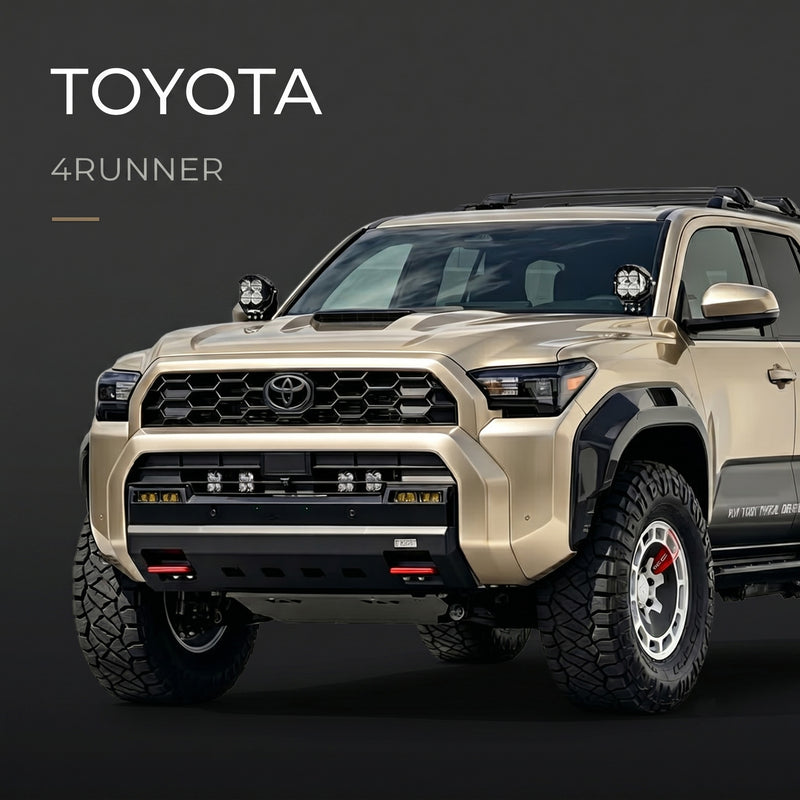 Toyota 4Runner SUV on a dark background with 'TOYOTA' branding.